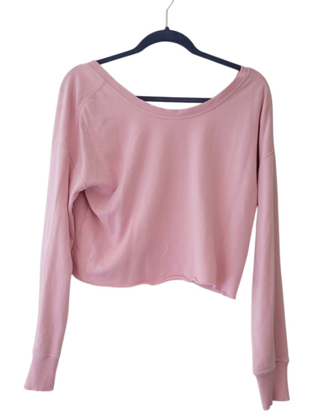 Offline By Aerie Pink Oversized Cropped Long Sleeve Athleisure Sweatshirt Size S